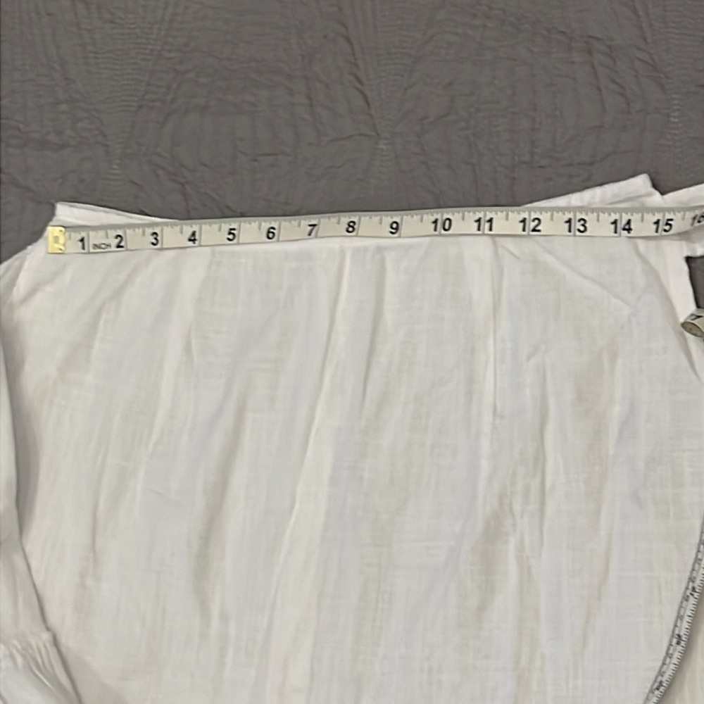 White Women’s rayon ruffled faux wrap mini skirt with tie size M - Picture 8 of 9